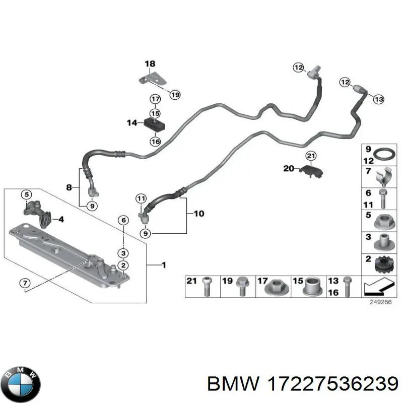 Трубка (шланг) масляного радиатора, высокого давления 17227586440 BMW