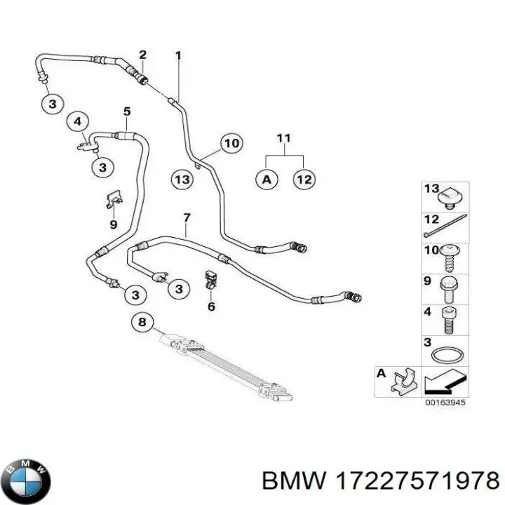 Трубка (шланг) охлаждения АКПП, подача 17227571978 BMW