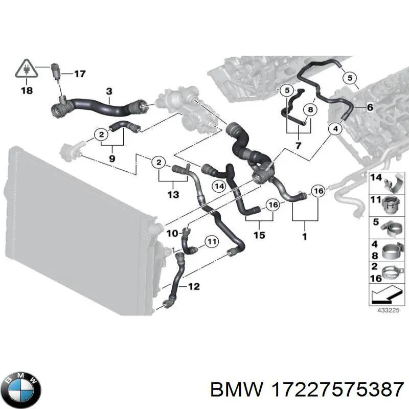 Шланг радиатора, нижний BMW 17227575387 цена, от 18.08 USD