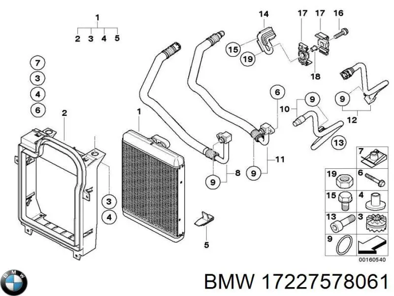 Трубка (шланг) масляного радиатора, от блока к радиатору BMW 17227578061