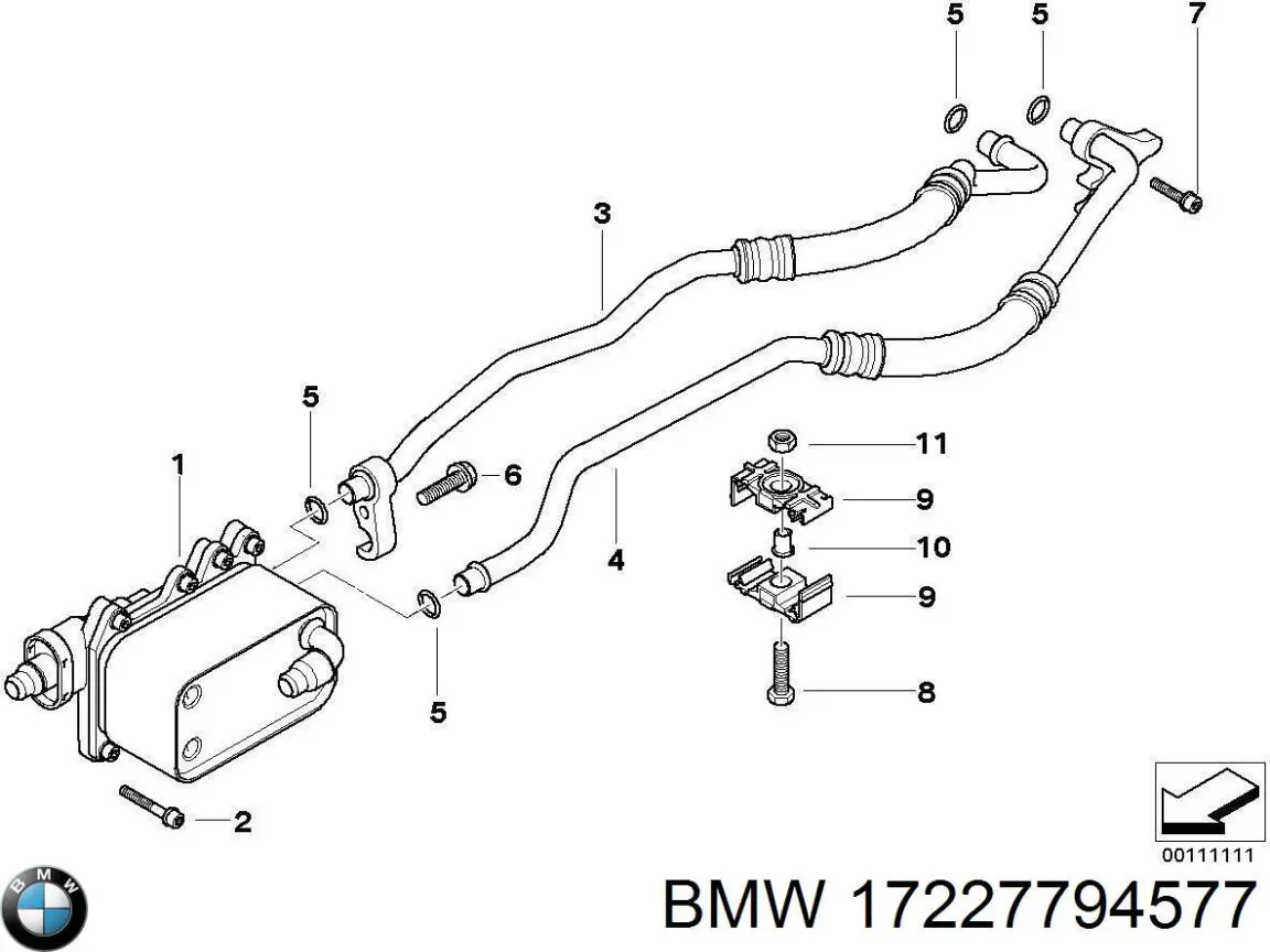 Трубка (шланг) масляного радиатора, обратка (низкого давления) BMW 17227794577
