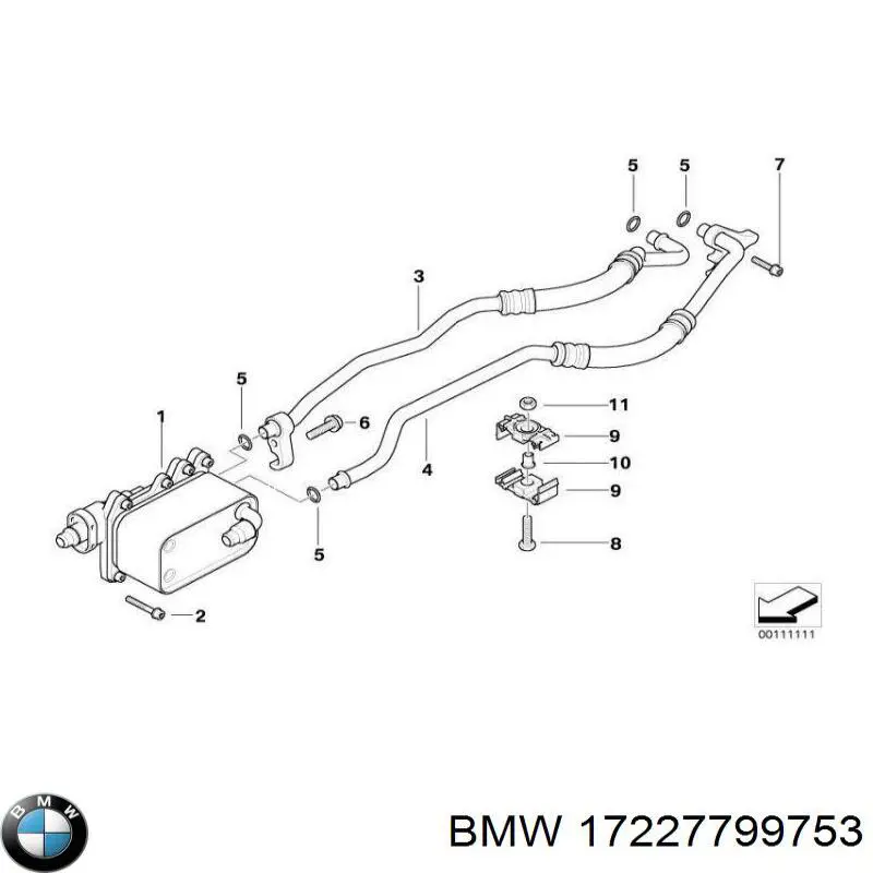 Трубка (шланг) масляного радиатора, обратка (низкого давления) BMW 17227799753