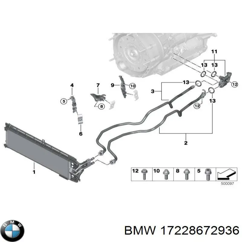 17228672936 BMW Трубка масляного радиатора АКПП, верхняя