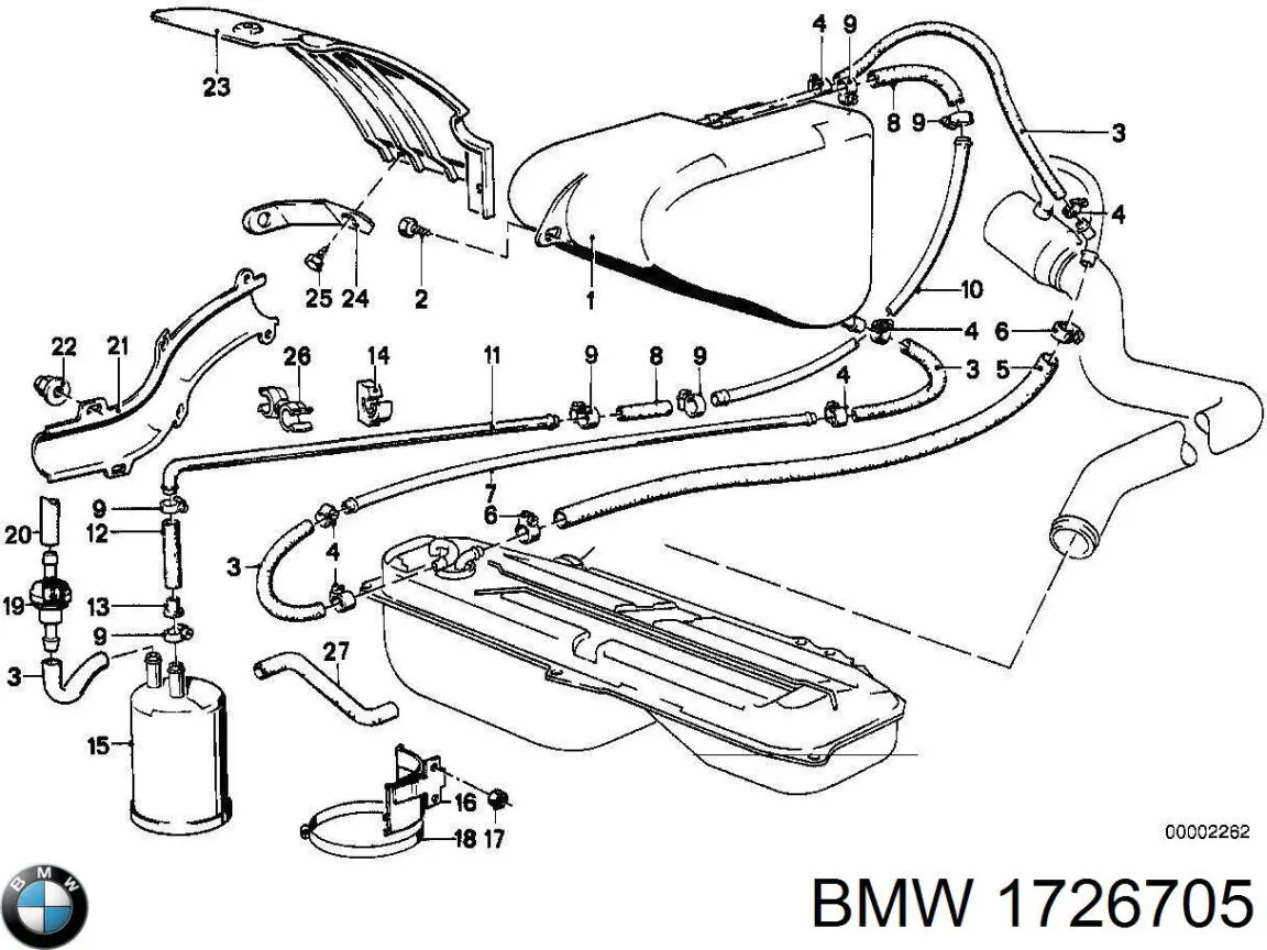 Клапан паров бака BMW 3 седан (E30) (1982 - 1992) цена, от 16.93 USD