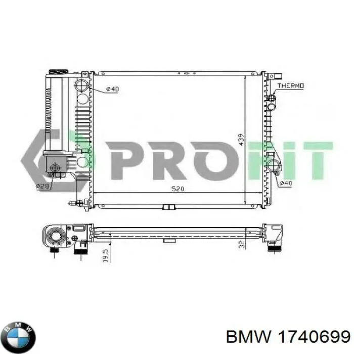 Радиатор 1740699 BMW