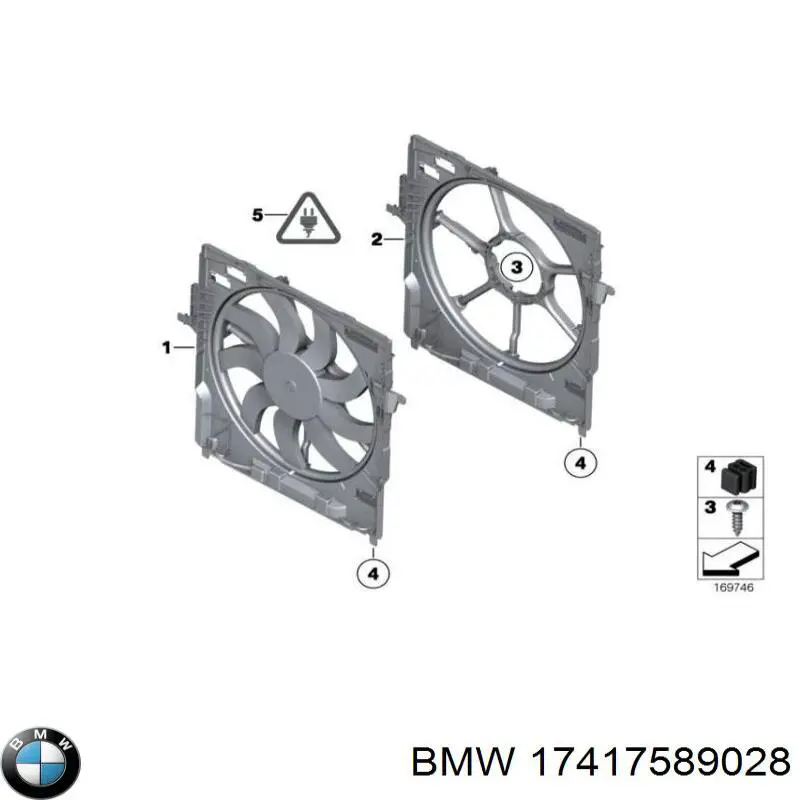 17417589028 BMW Диффузор радиатора охлаждения в сборе с мотором
