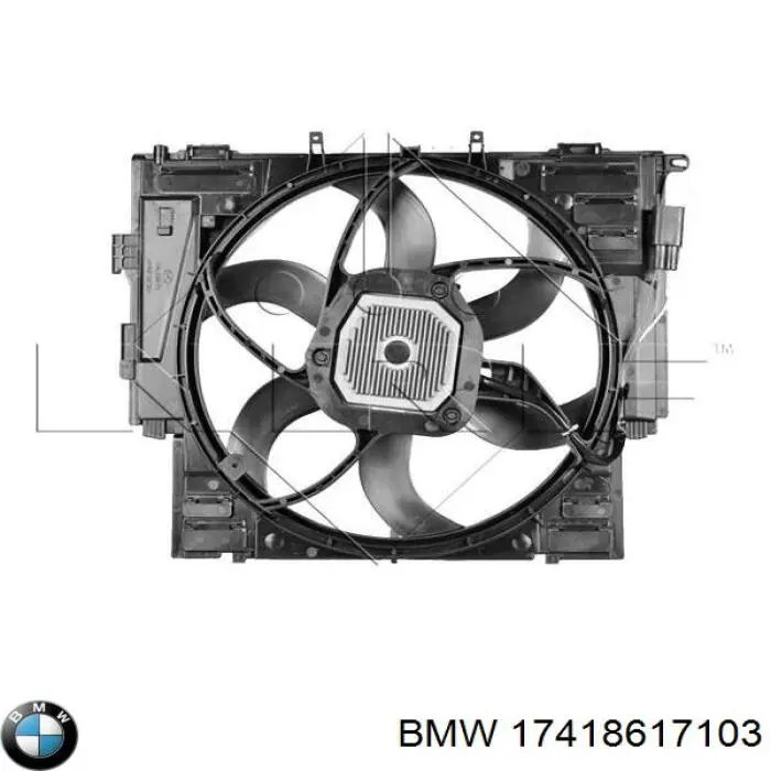 17418617103 BMW диффузор радиатора охлаждения, в сборе с мотором и крыльчаткой