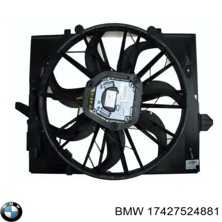 17427524881 BMW диффузор радиатора охлаждения, в сборе с мотором и крыльчаткой