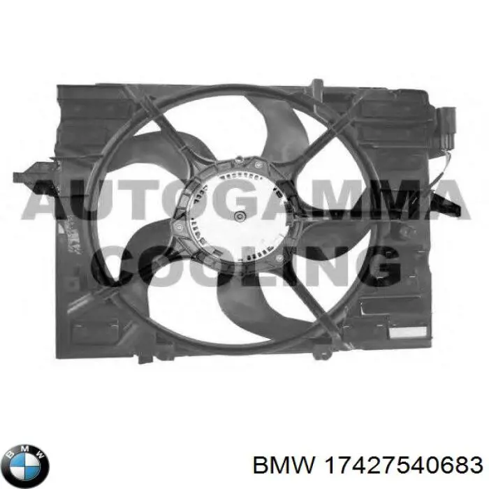 17427540683 BMW диффузор радиатора охлаждения, в сборе с мотором и крыльчаткой