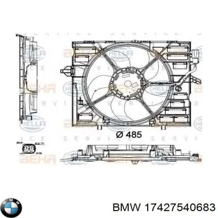Диффузор радиатора охлаждения в сборе с мотором и крыльчаткой BMW 17427540683 цена, от 253.39 USD