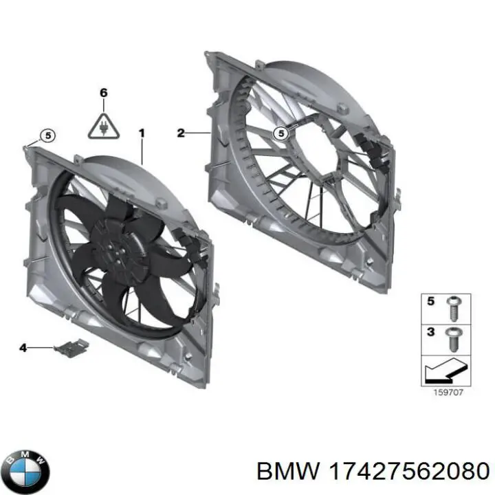 Диффузор радиатора охлаждения в сборе с крыльчаткой BMW 17427562080