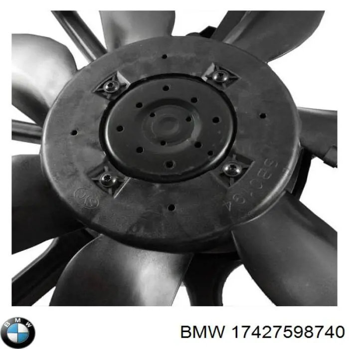 17427533558 BMW диффузор радиатора охлаждения, в сборе с мотором и крыльчаткой