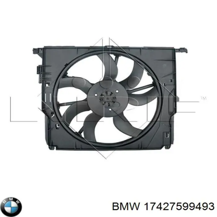 17427599493 BMW диффузор радиатора охлаждения, в сборе с мотором и крыльчаткой