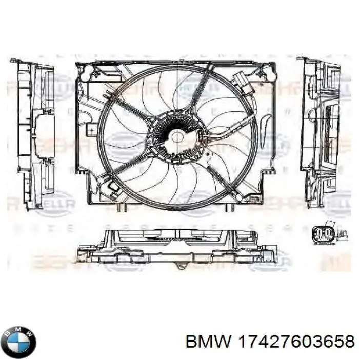Диффузор вентилятора в сборе с мотором и крыльчаткой 17427603658 BMW