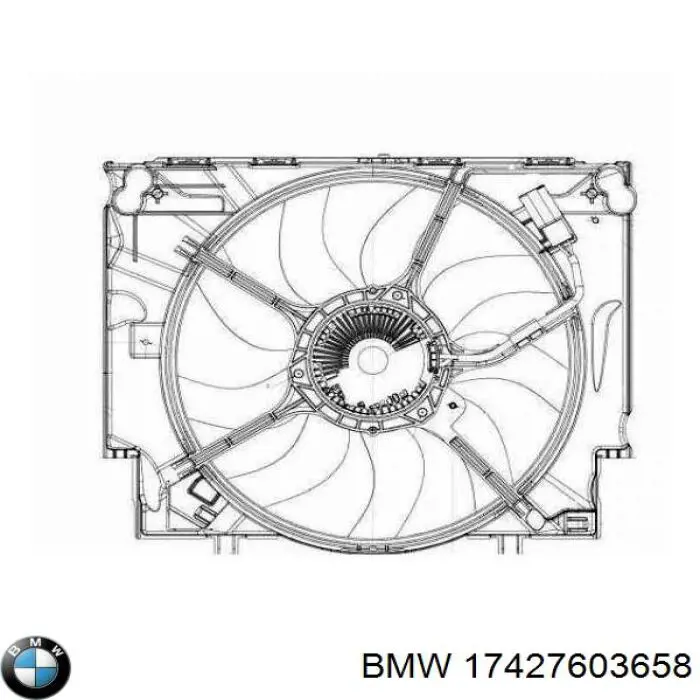Купить 17427603658 BMW Диффузор вентилятора в сборе с мотором и крыльчаткой