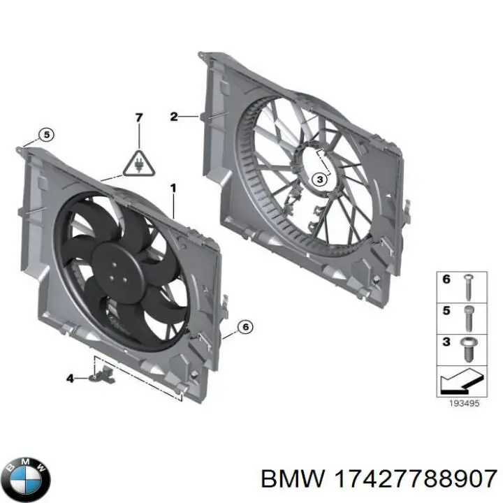 Диффузор вентилятора в сборе с мотором и крыльчаткой 17427788907 BMW