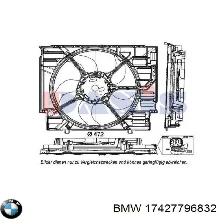 Диффузор вентилятора в сборе с мотором и крыльчаткой 17427796832 BMW