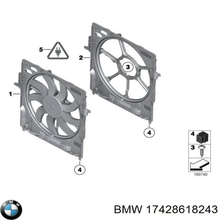 Купить 17428618243 BMW Диффузор вентилятора в сборе с мотором и крыльчаткой