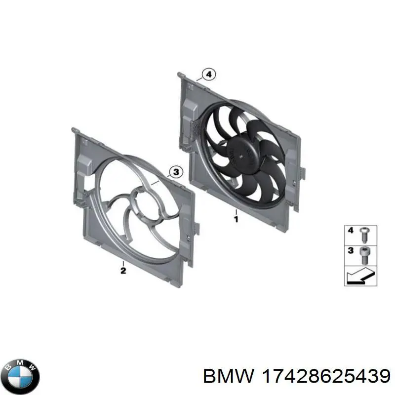 8625439 BMW Диффузор радиатора охлаждения в сборе с мотором