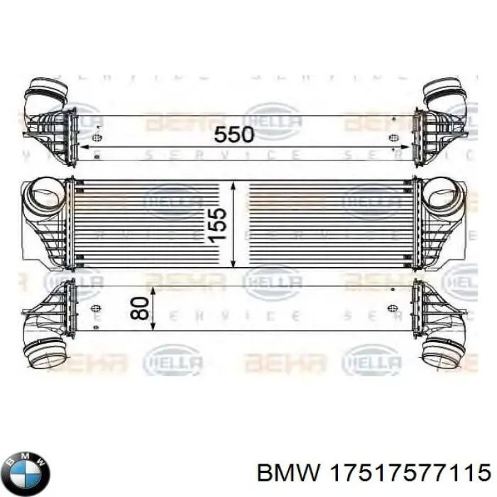 Радиатор интеркуллера BMW 17517577115