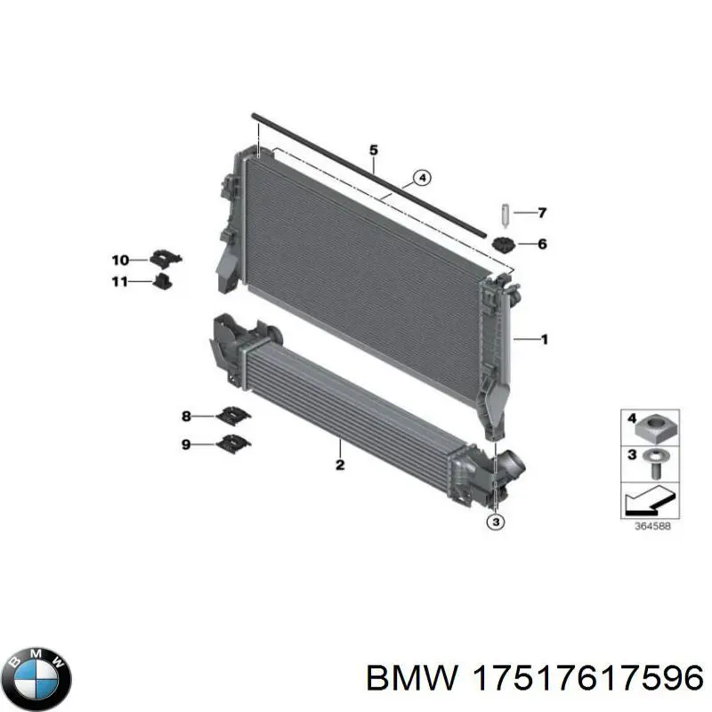 Радиатор интеркуллера BMW 17517617596