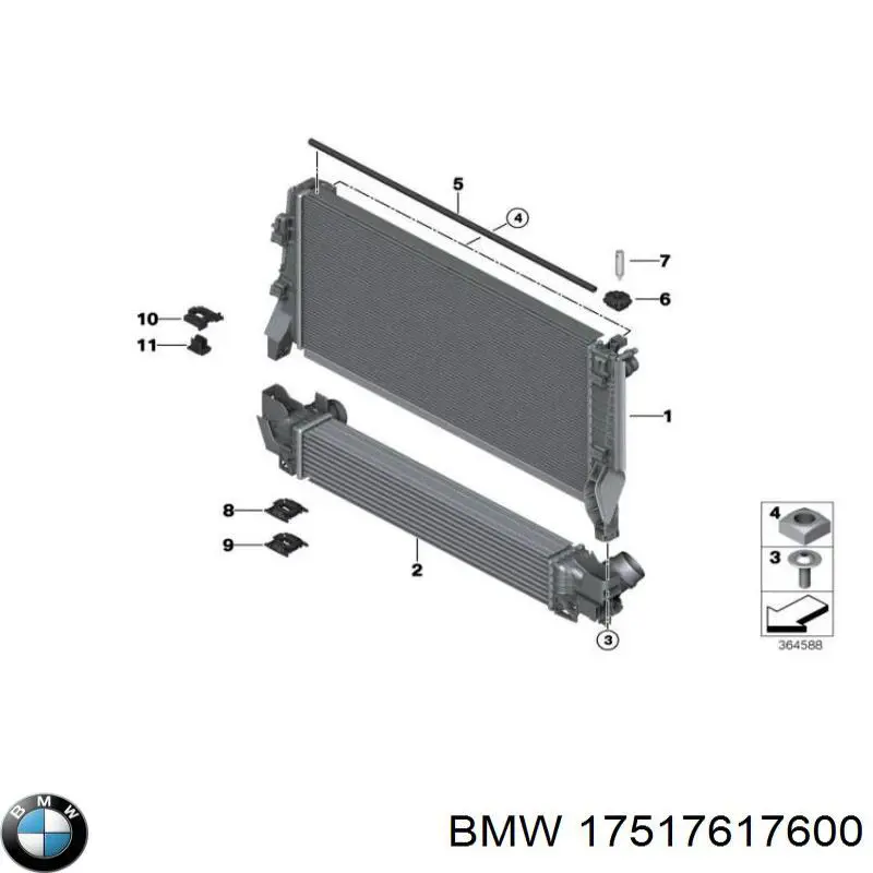 17517617600 BMW radiador de intercooler