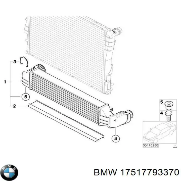 17517793370 BMW radiador de intercooler