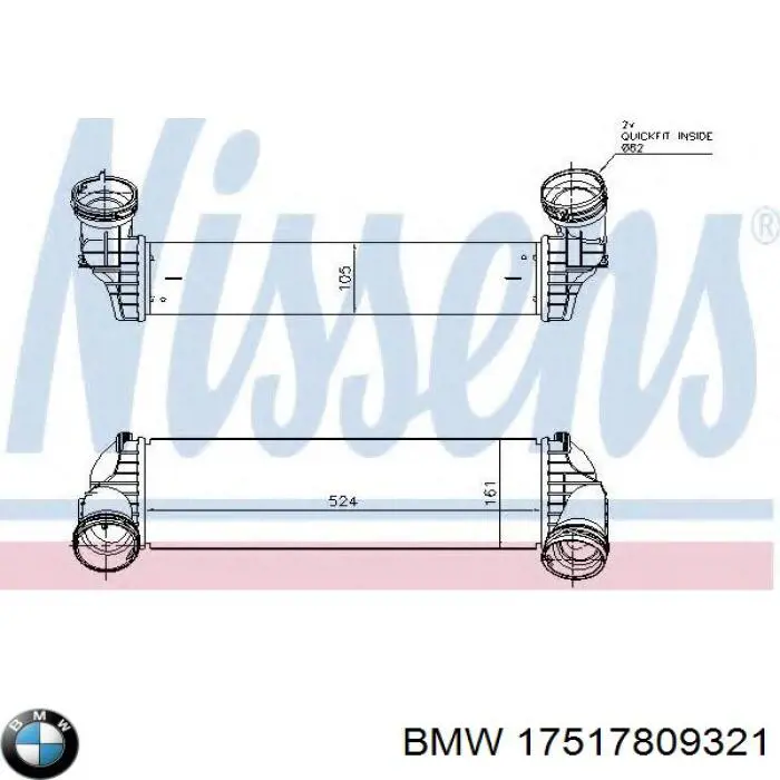 Радиатор интеркуллера BMW 17517809321
