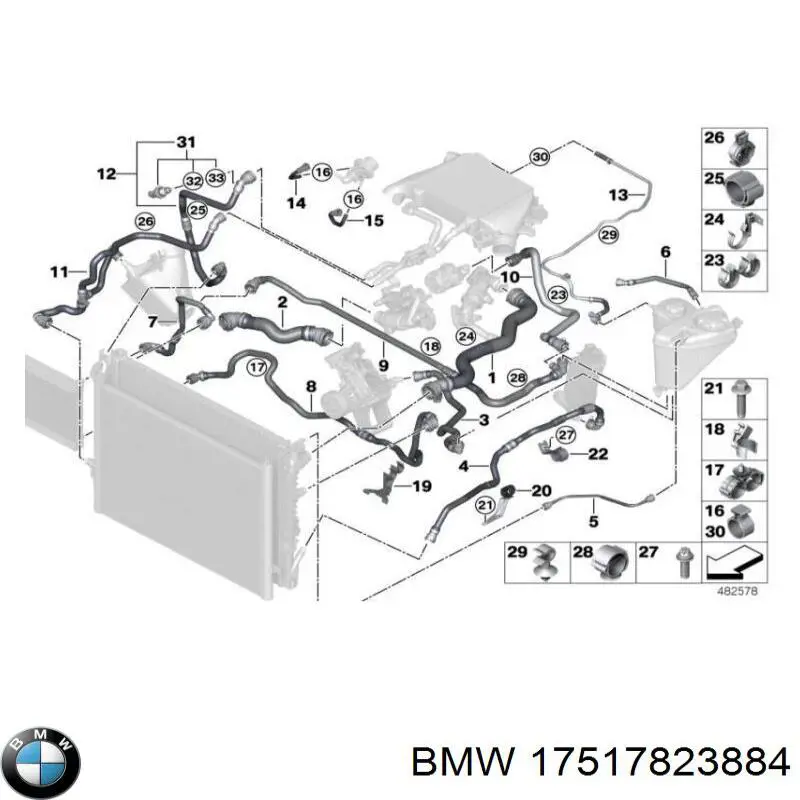 Система охлаждения наддувочного воздуха BMW 17517823884 цена, от 322.33 USD