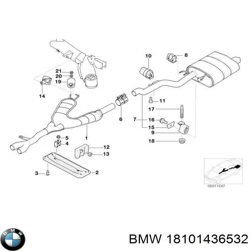 Глушитель, центральная часть BMW 18101436532 цена, от 711.37 USD