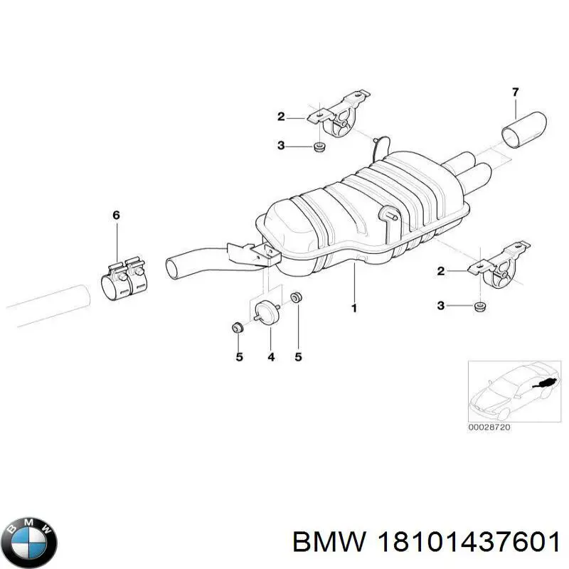 18101437601 BMW глушитель, задняя часть