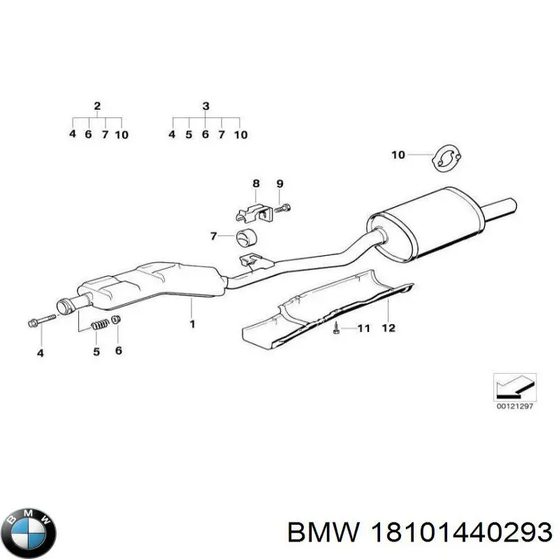 18101440293 BMW глушитель, центральная и задняя часть