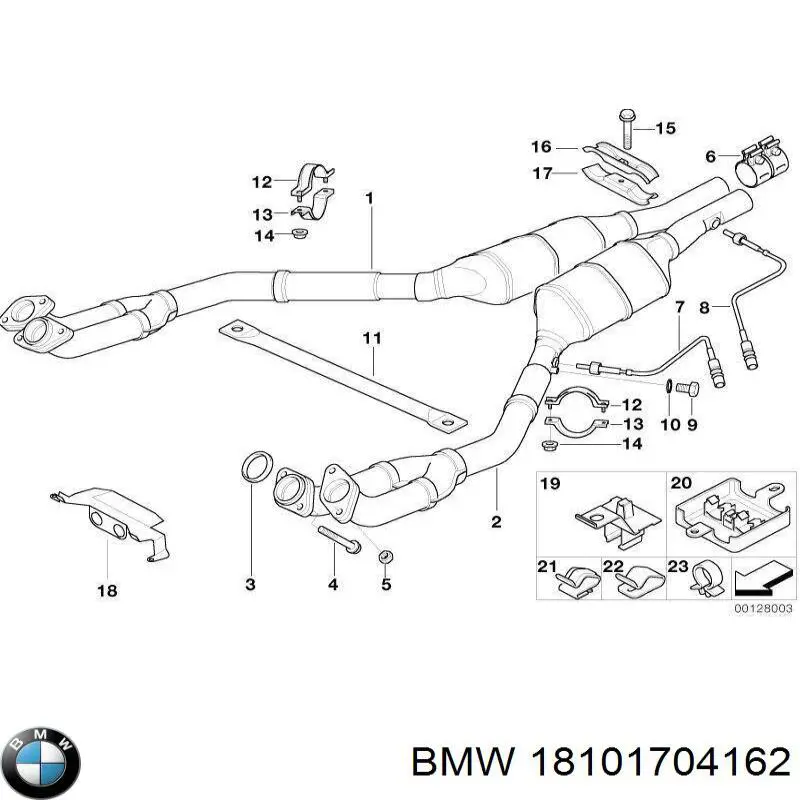 Tubo de admisión del silenciador de escape delantero derecho 18101704162 BMW