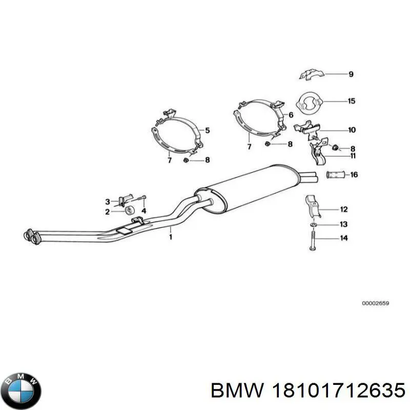 18101712635 BMW глушитель, задняя часть