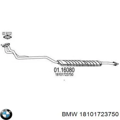 Глушитель, передняя часть BMW 18101723750