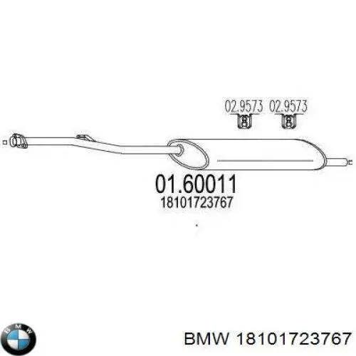 18101723767 BMW глушитель, задняя часть