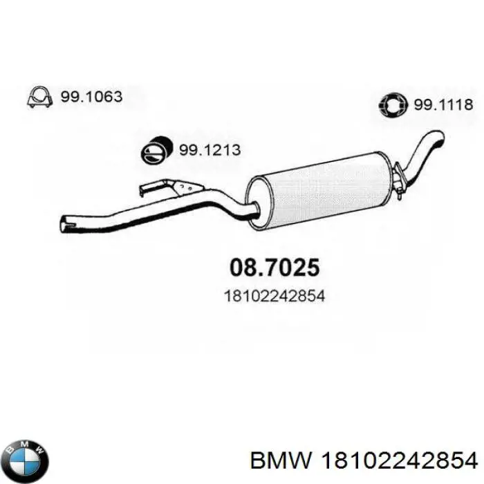 18102242854 BMW глушитель, задняя часть