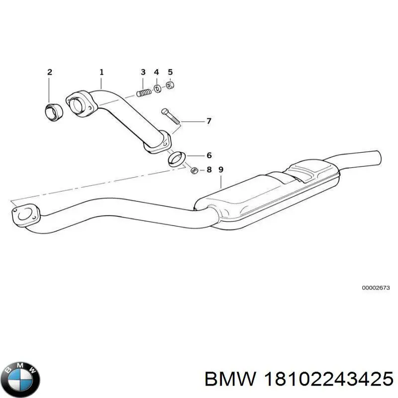 18102243425 BMW глушитель, передняя часть