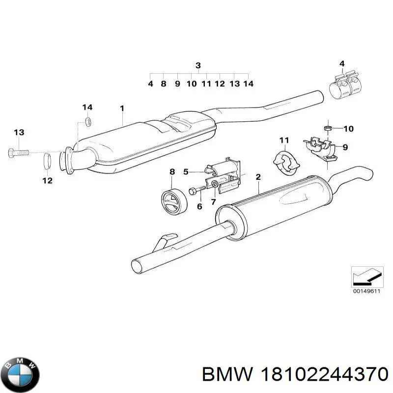 Выхлоп задний BMW 18102244370 цена, от 96.15 USD