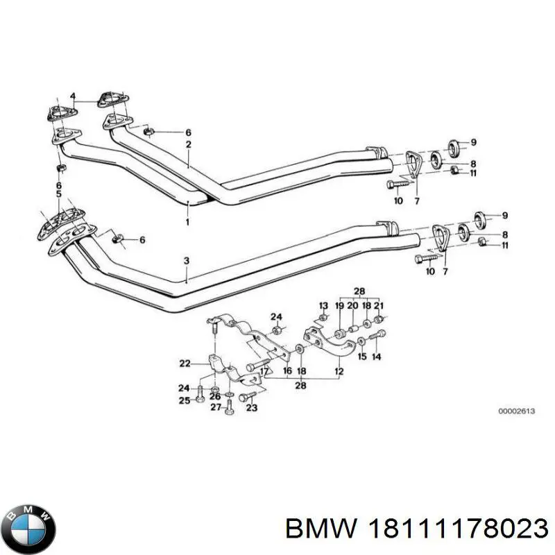 18111178023 BMW труба приемная (штаны глушителя передняя левая)
