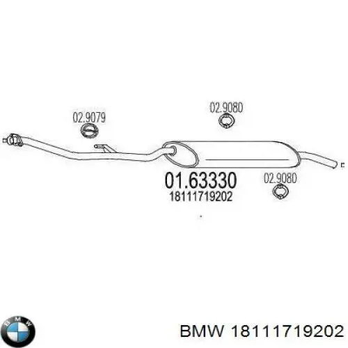 Глушитель, задняя часть 18111719202 BMW