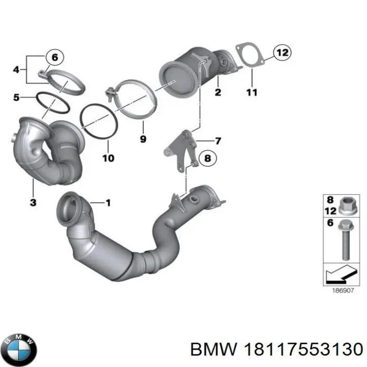 Прокладка прийомної труби глушника 18117553130 BMW