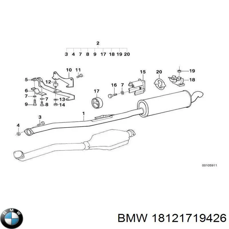 18121719426 BMW Глушитель, передняя часть