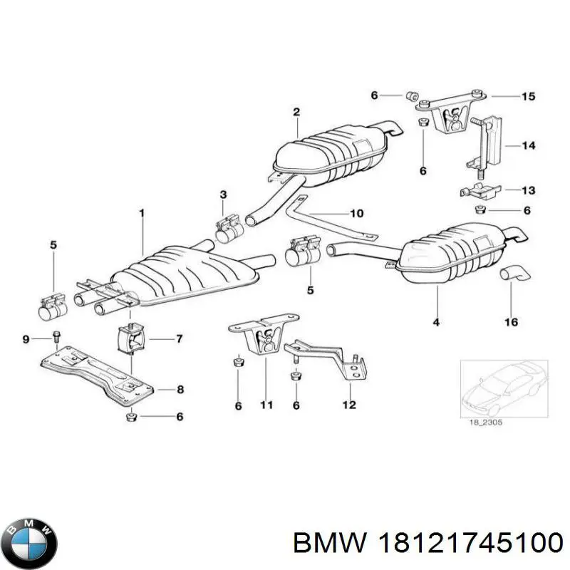 Глушитель, задняя часть на BMW 7 (E38) купить.