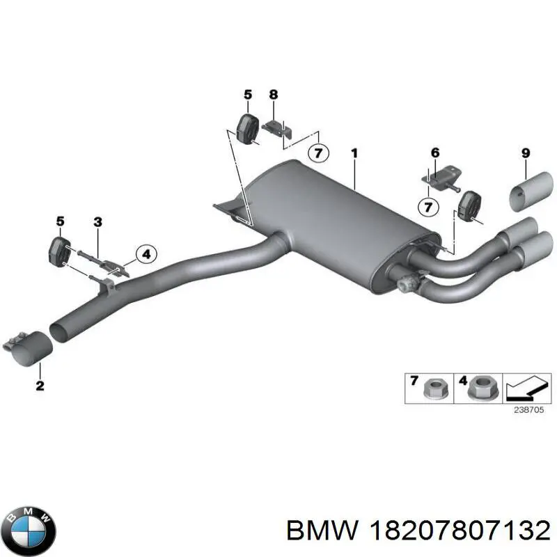 Подушка крепления глушителя BMW 18207807132