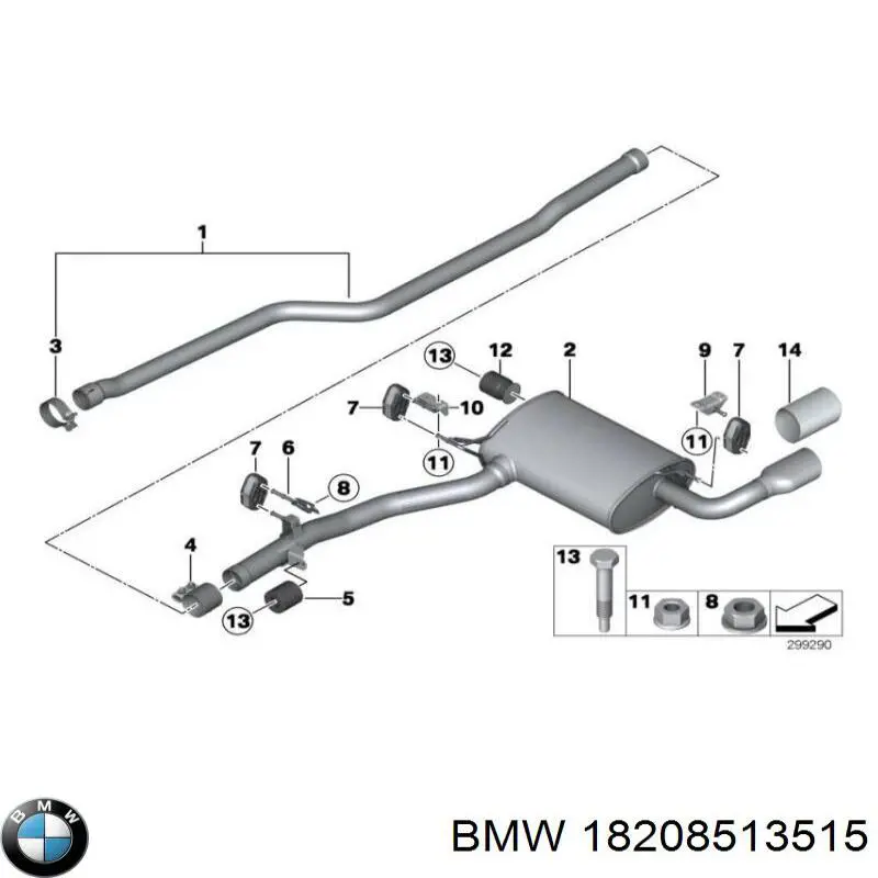 Soporte, silenciador 18208513515 BMW