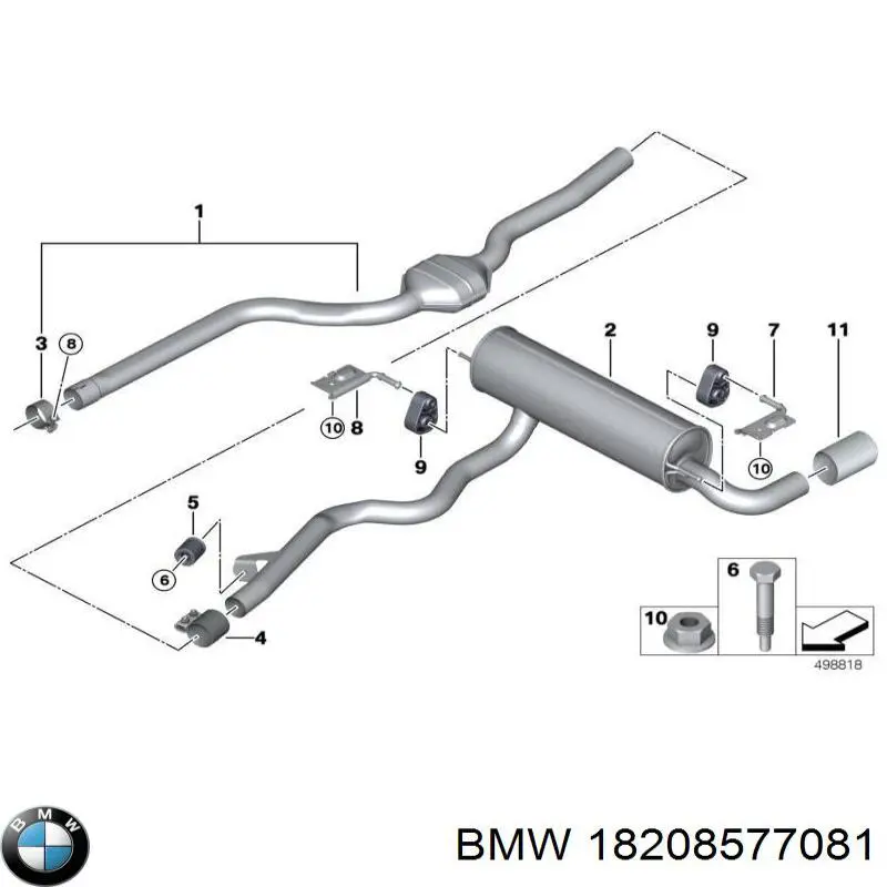Хомут крепления глушителя задний BMW 18208577081 цена, от 12.67 USD