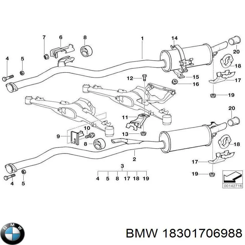 Выхлоп задний BMW 18301706988 цена, от 22.18 USD