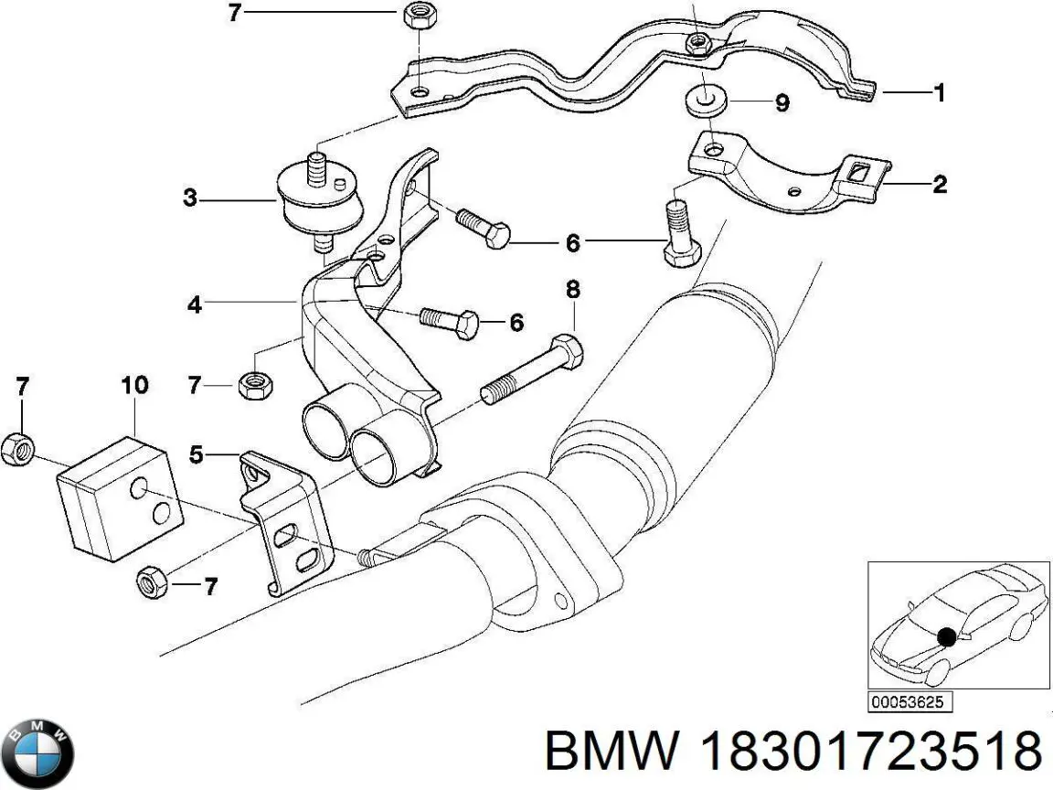Подушка крепления глушителя BMW 18301723518