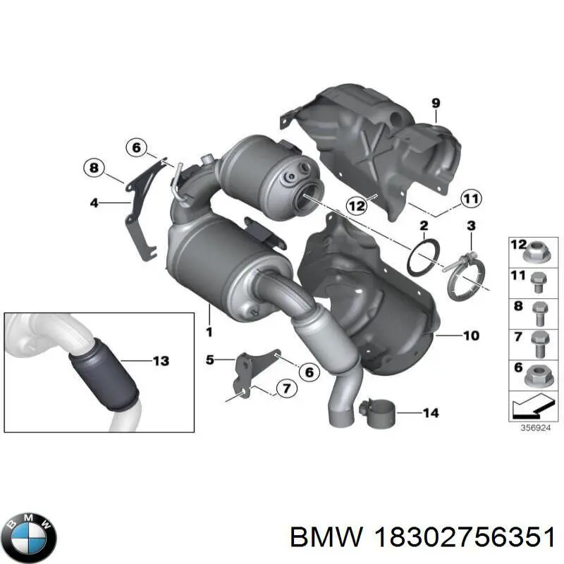 Abrazadera Del Colector De Escape 18302756351 BMW